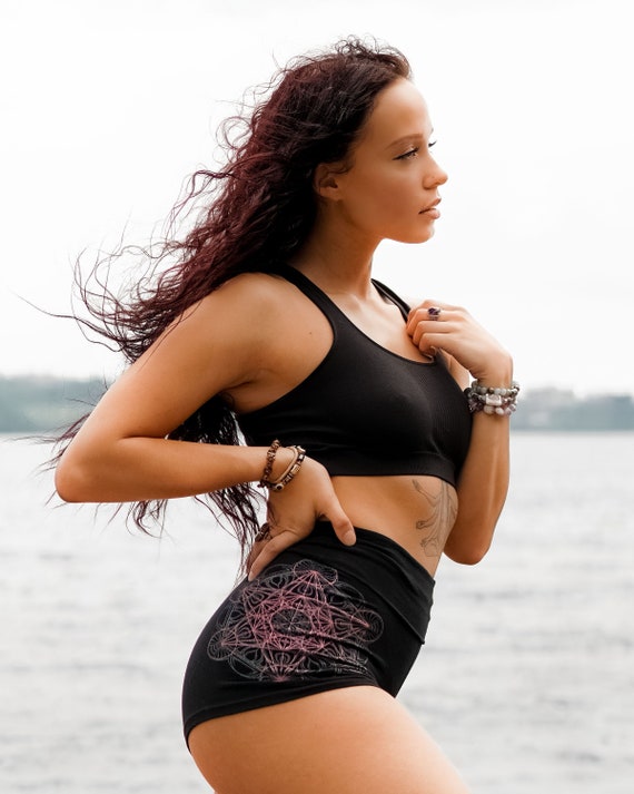 black high waisted hot shorts