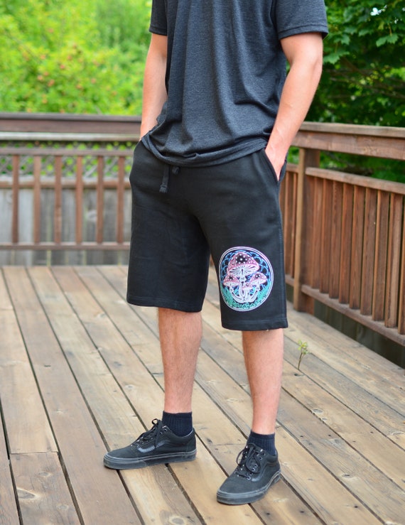 Metallic Mushroom Sweat Shorts Men s Black Shorts Jogger Shorts