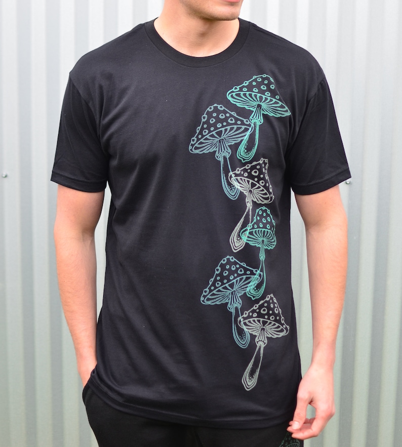 Glow in the Dark Psychedelic Mushroom Mens T Shirt Mens | Etsy
