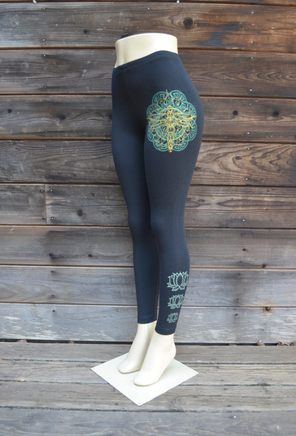Dragonfly and Lotus Flower Leggings Glow in the Dark and - Etsy