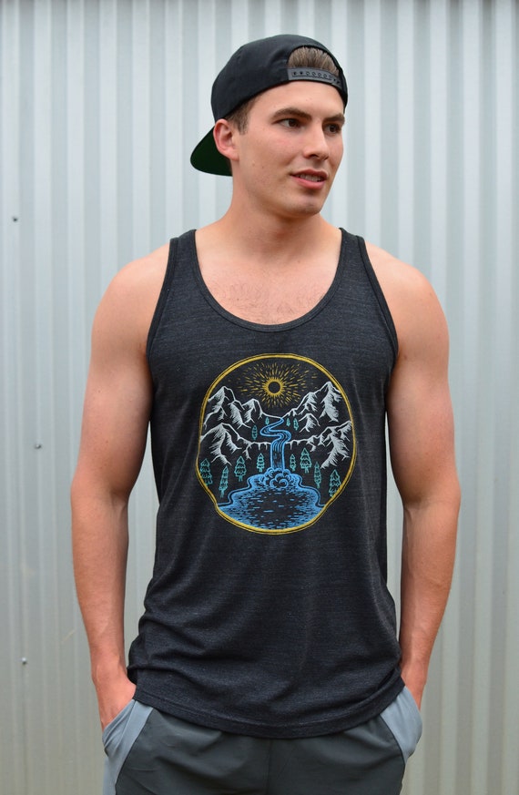 Mountain Waterfall Mens Tank Top Mens Black Tank Top Nature Tank Top Mens  Festival Tank Top Sacred Geometry Mens Clothing -  Canada