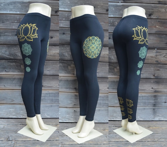 Golden Rose pattern leggings for women