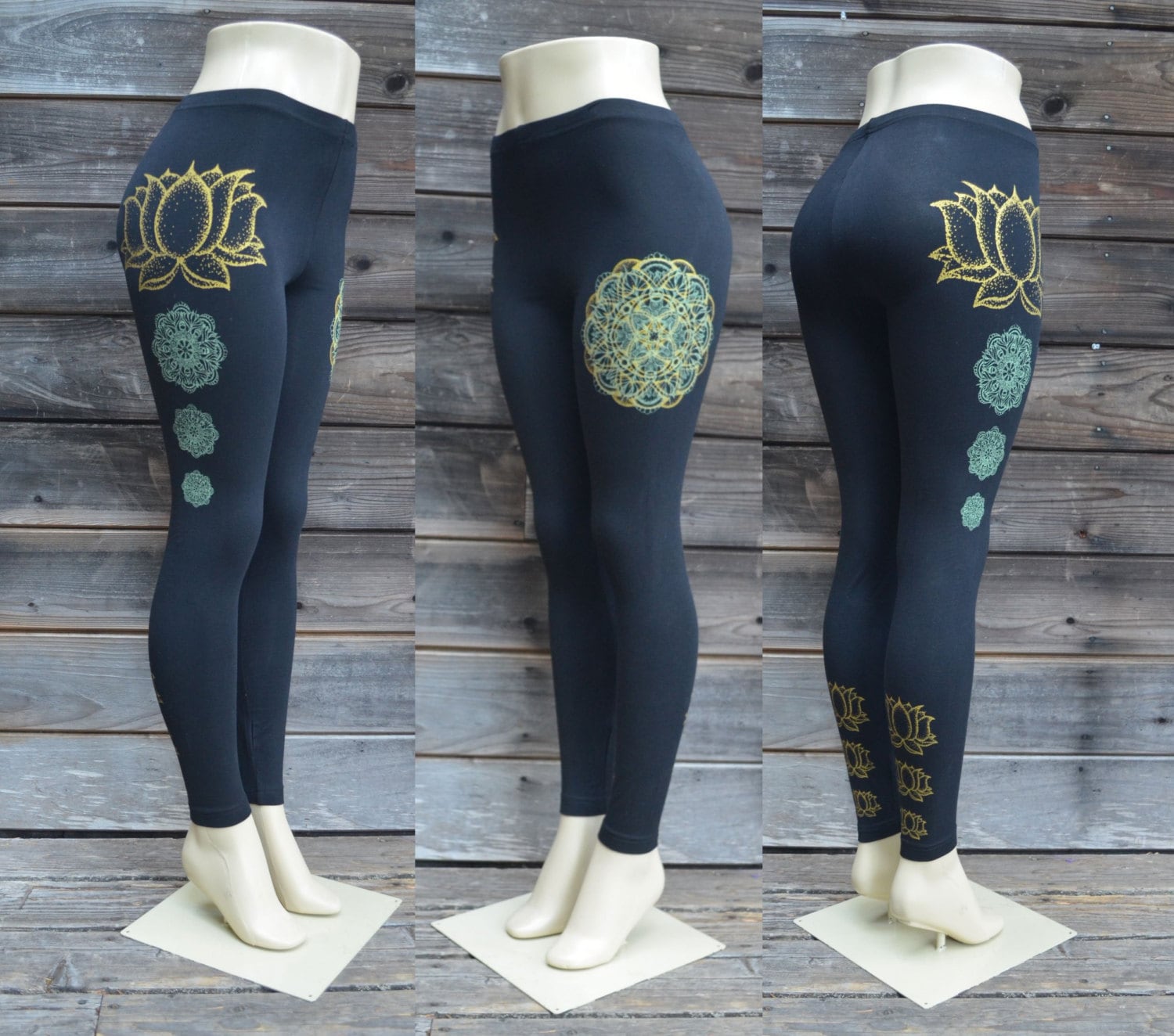 Gold Lotus Flower Leggings Glow in the 