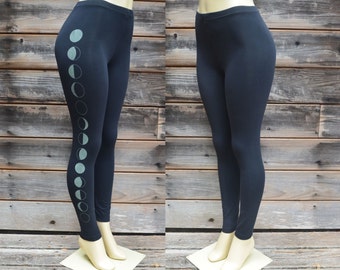 Glow in the Dark Moon Phase Leggings - Yoga Leggings - Festival Leggings - Yoga Wear