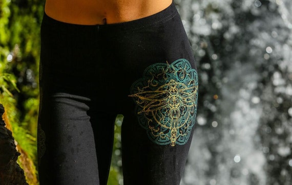 Dragonfly and Lotus Flower Leggings Glow in the Dark and Gold Design Yoga  Wear Sacred Geometry -  Israel