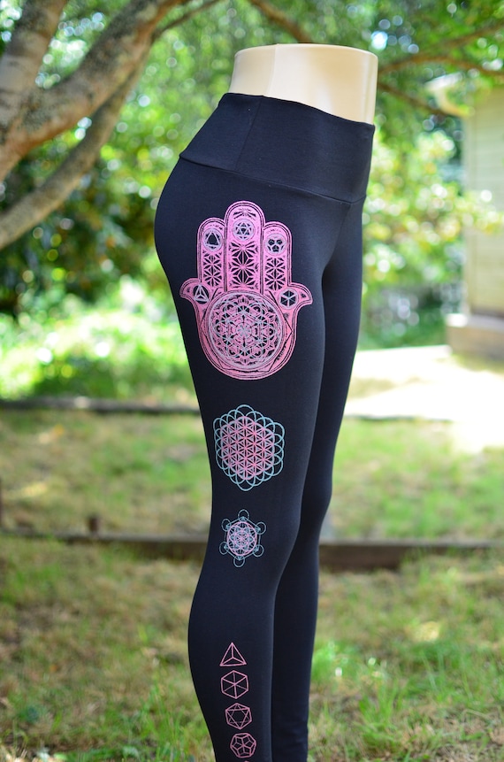 Buy Hamsa Hand and Chakra Fitness Leggings Black Leggings Sacred Geometry  Clothing Flower of Life Yoga Wear Women's Chakra Leggings Online in India 