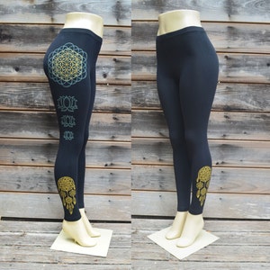 Glow in the Dark Flower of Life Mandala Leggings - Sacred Geometry Leggings - Festival Clothing - Lotus Flower Yoga Leggings - Yoga Clothing