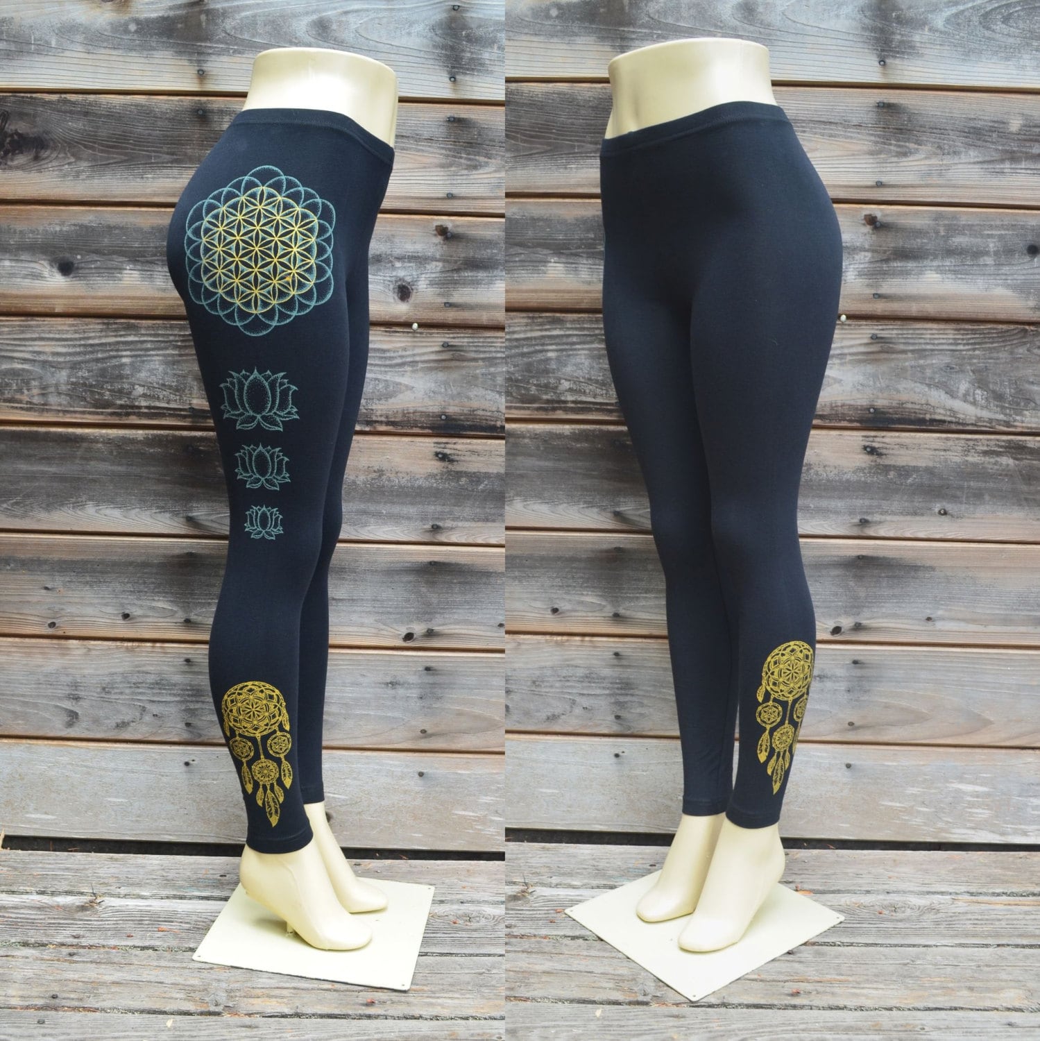 Glow in the Dark Flower of Life Mandala Leggings Sacred Geometry