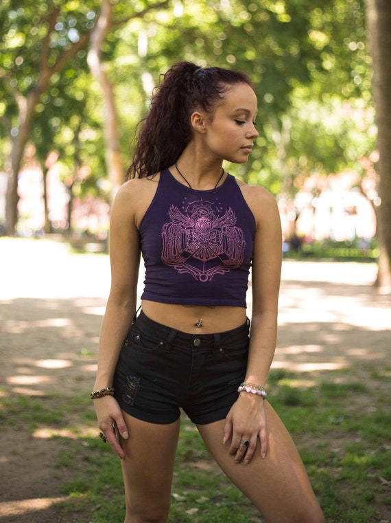 Purple Egyptian Fitted Crop Top 