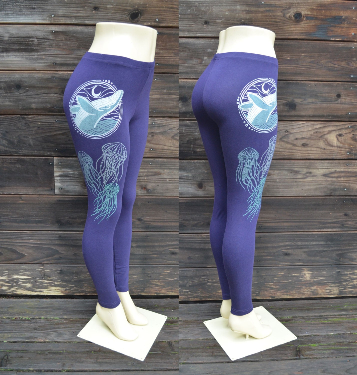 Whale Humpback Pattern Print Women Leggings