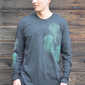 Glow in the Dark Jellyfish Langarm - Herren Festival Langarm - Glow in the Dark Langarm - Schwarzes Langarm - Quallen Kleidung