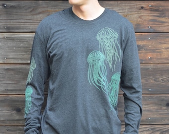 Glow in the Dark Jellyfish Long Sleeve - Mens Festival Long Sleeve - Glow in the Dark Long Sleeve - Black Long Sleeve - Jellyfish Clothing