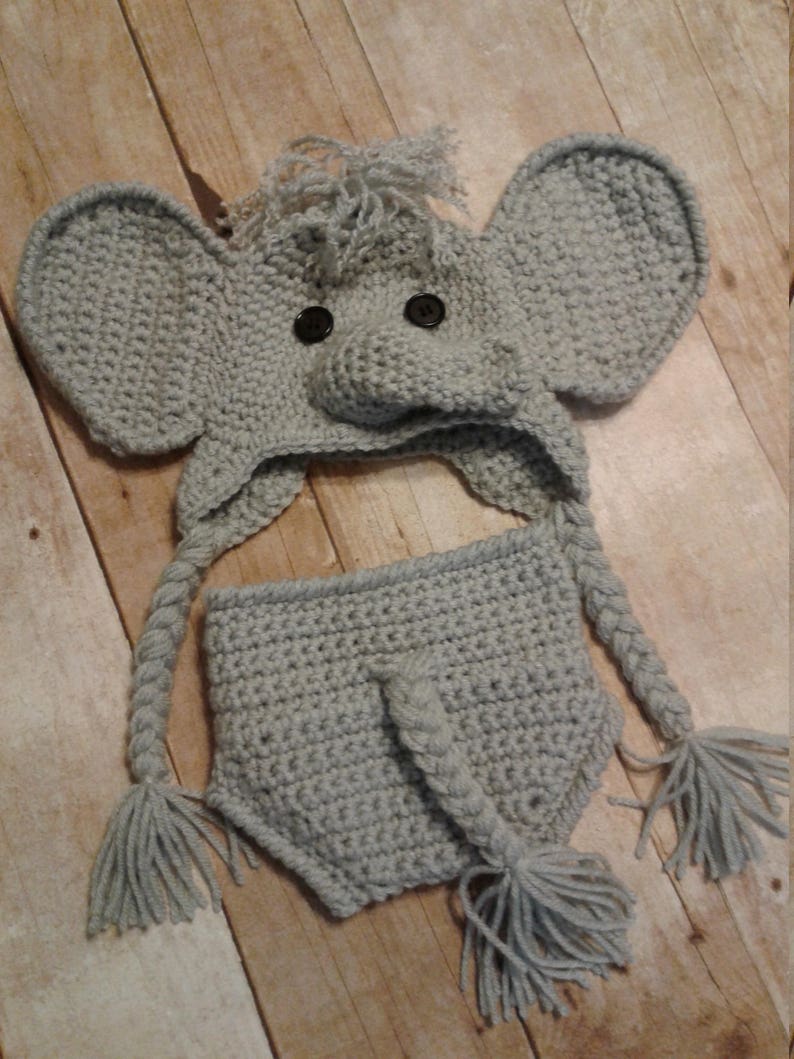 Baby Crochet Elephant hat and diaper cover photography set Etsy