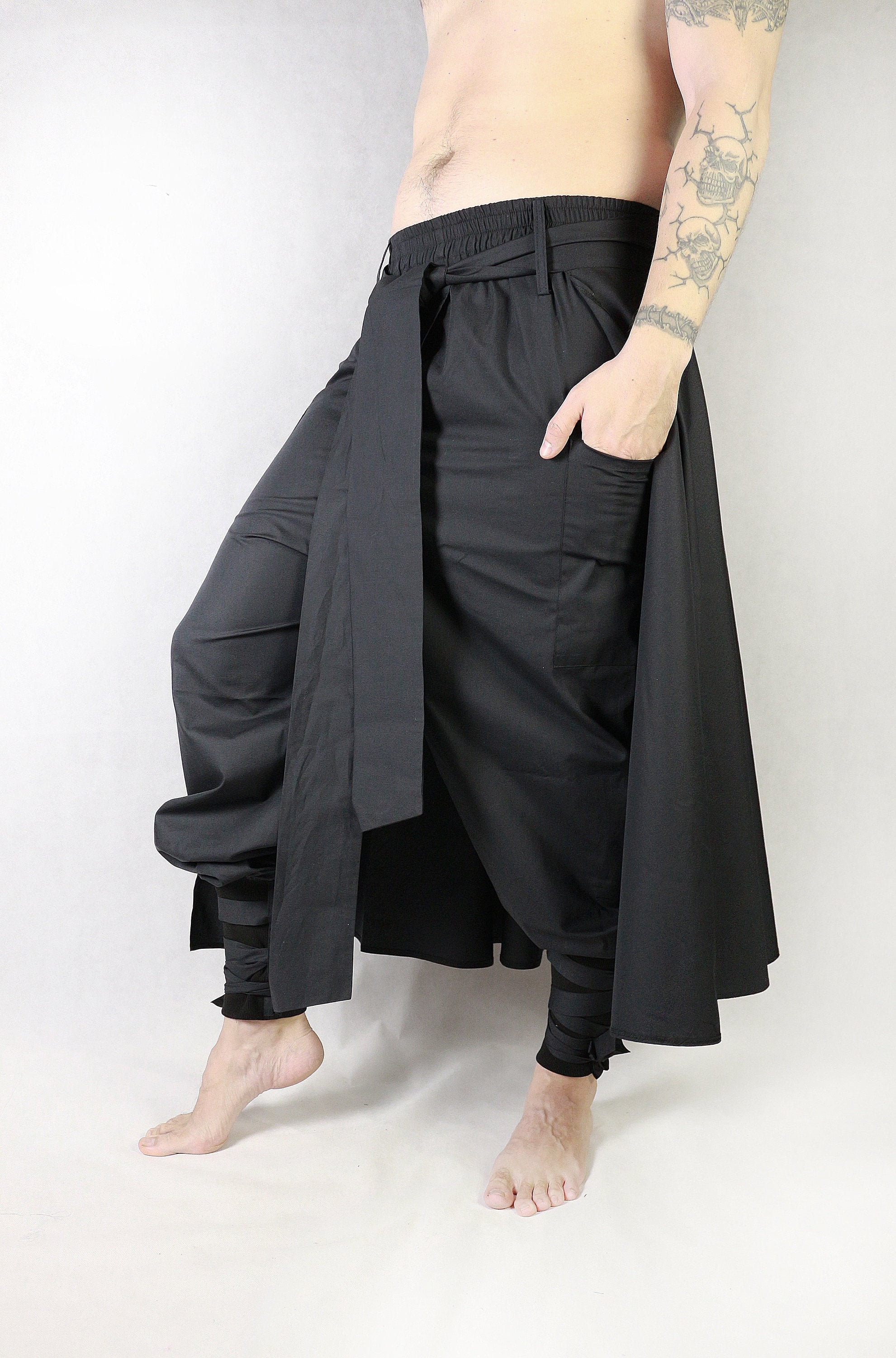 Hakama pants with removable skirt japanese style samurai | Etsy