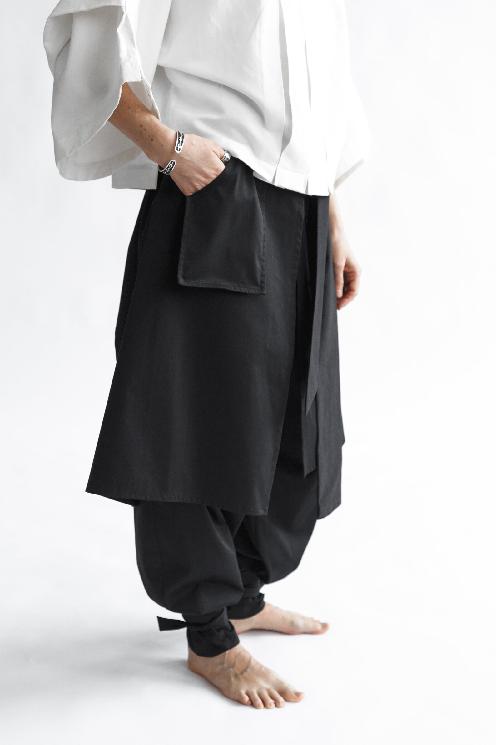 Hakama Pants Black Japanese Style Samurai Trousers Etsy