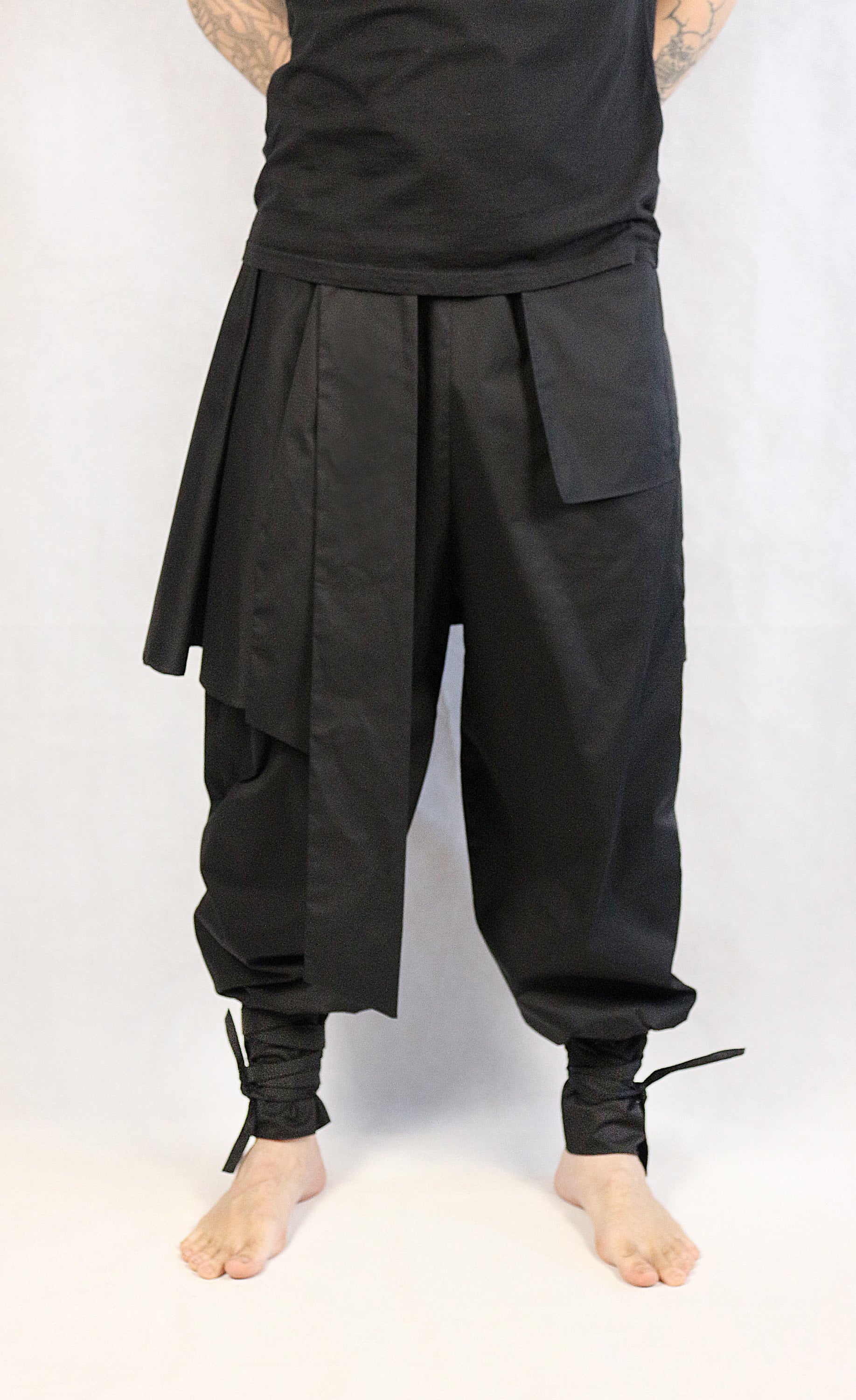 Hakama pants black new model with pockets japanese style Etsy