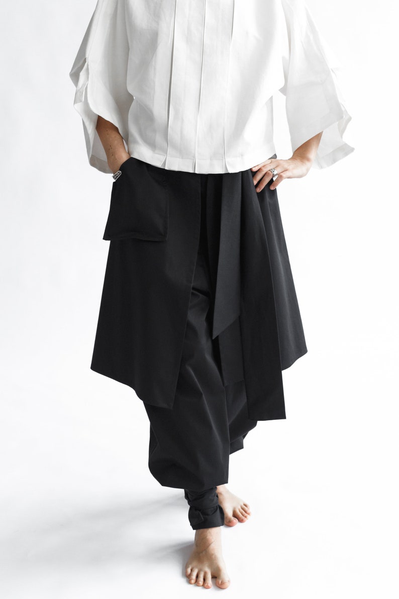 Hakama Pants Black Japanese Style Samurai Trousers Etsy