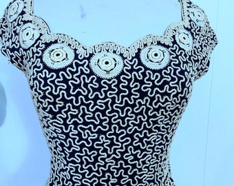 1940er Jahre soutache besticktes wiggle dress S/M