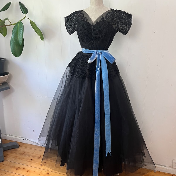 VERKAUFT Auf Layby NICHT KAUFEN 1940er Jahre Emma Domb Abendkleid Partykleid Kleid für Abschlussballkleid 30 ”Taille