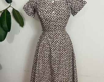 1950s circles print cotton dress xs/s Myer shop made in Australia