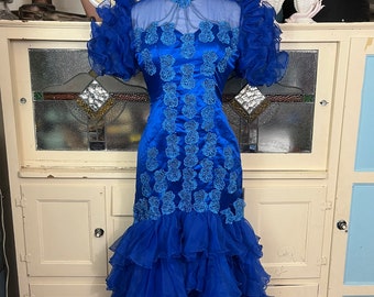 blue lace ruffle dress Halter Light Blue Lace Appliques Chiffon Ruffle Prom Dress PSK696 main image 1