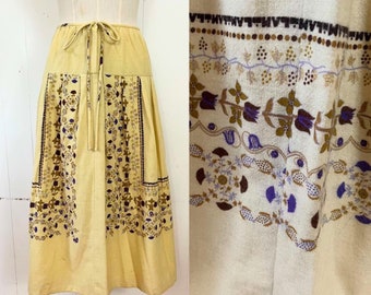 1970s BELL book & CANDLE pure pale yellow wool skirt wounded bird project soft wool