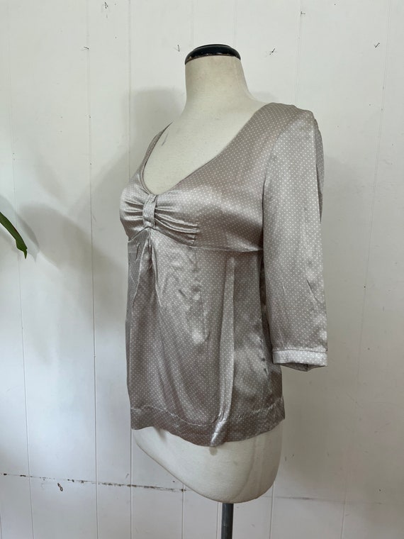 1990s vintage silk polkadot blouse - image 4