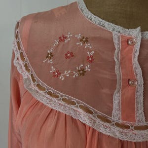 1950s softest silk apricot embroidered gown nightgown