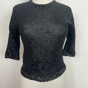 HANDKNIT 1940s wool lace sweater with a zip neckline