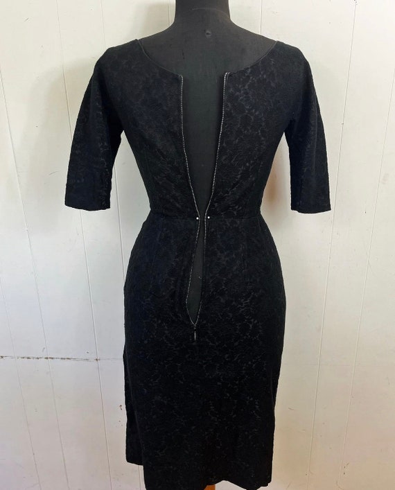 1940s / 1950s S damasked black wiggled dress - image 7