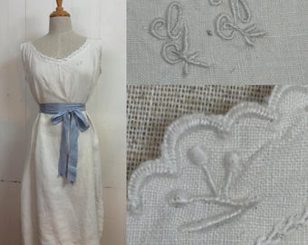 1900s LINEN hand embroidered initialled G JP or GN slip dress gown