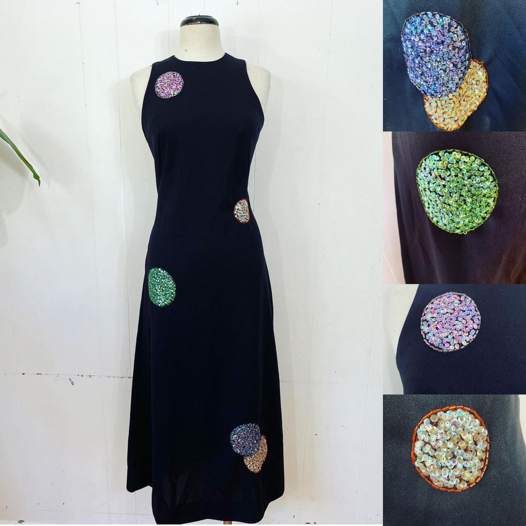 1970s Sequinned & Beaded Winter Weight Jersey Knit Dress - Etsy
