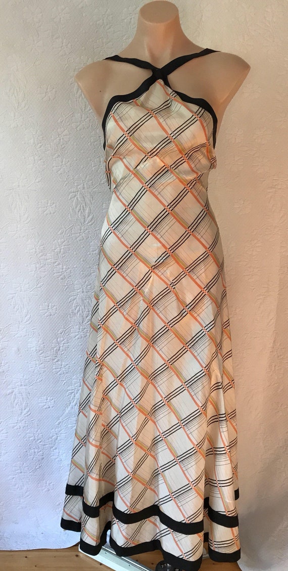 Vintage 1930s deadsrock biascut pongee silk dress