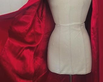 1960s CRIMSON VELVET opera coat with scarf collar