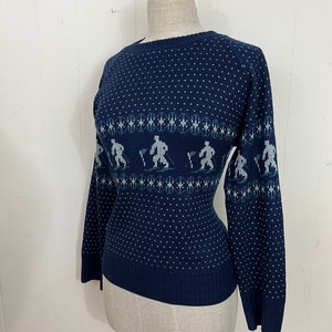 1970s L- XXL Skiing intarsa knit sweater