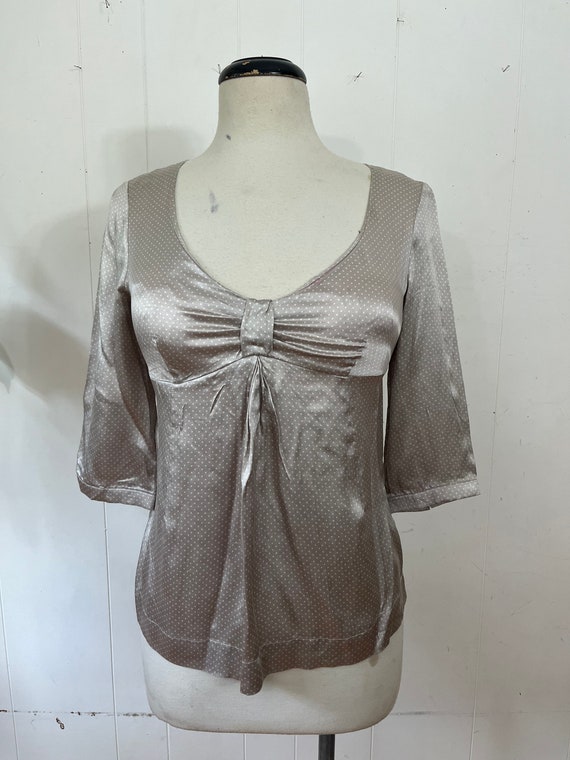1990s vintage silk polkadot blouse - image 1