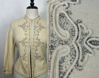 40s Divine Spagnoli rhinestone angora cashmere cardigan