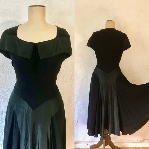 1930s crepe & taffeta party dress