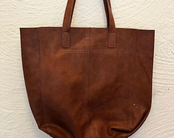 2000s huge leather tote bag