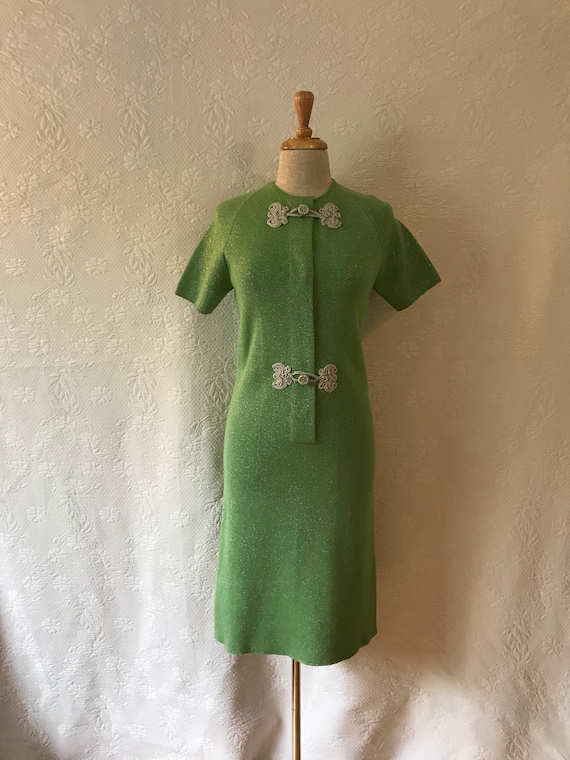 Lime lurex vintage 1960s italian mod scooter dress