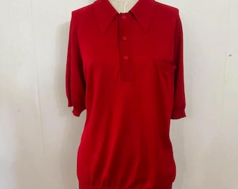 XL XXL 1960s bright red knit T tshirt shirt true vintage  menswear