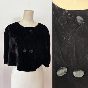 60er Jahre Doppelreihiges Cape aus schwarzem Samt