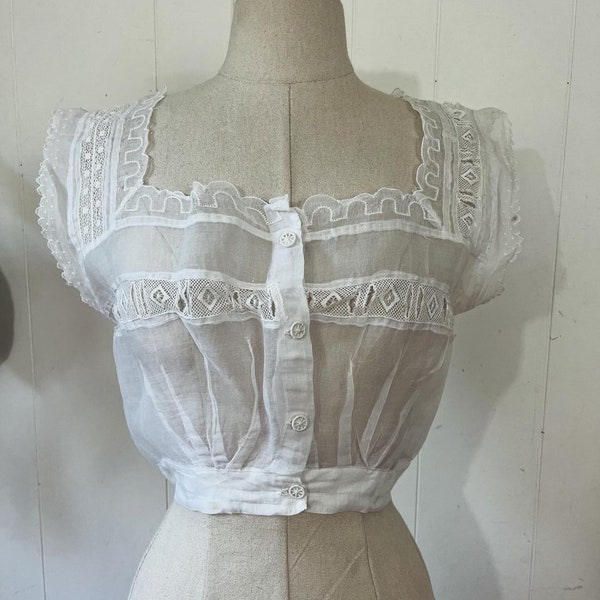 1800s antique organdie corset cover