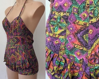 1930s cotton halterneck playsuit swimsuit