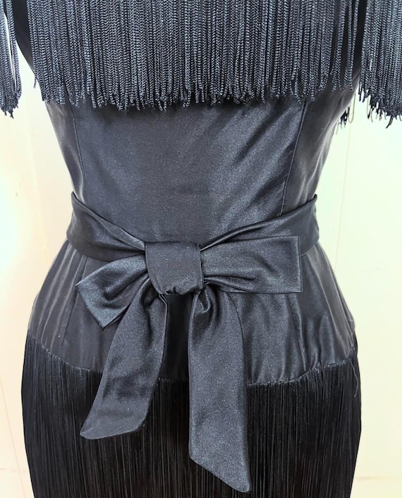 1950s LUXURIOUS Silk Satin Fringed Dress by Edward Abbott