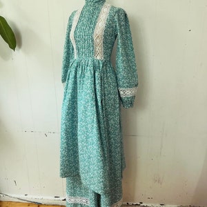 Rare 70s Laura Ashley floral green dress zdjęcie 7