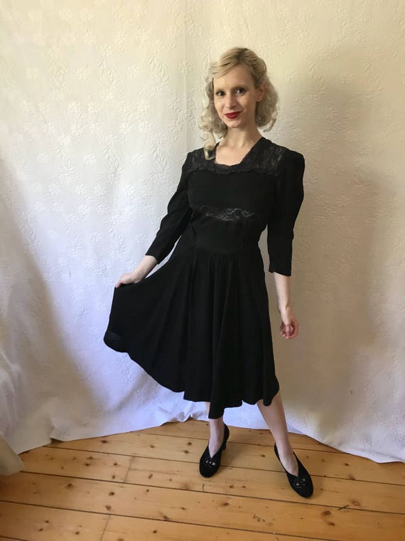 Vintage 1930s rayon & lace dress