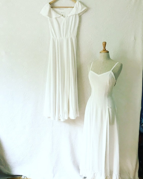 1930s cold rayon wedding slip & dress bride vintag