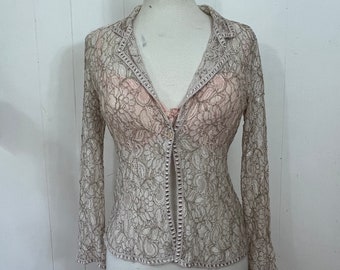 Vintage 1990s stretch lace top blouse jacket