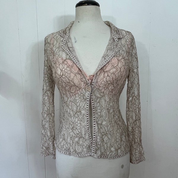 Vintage 1990s stretch lace top blouse jacket